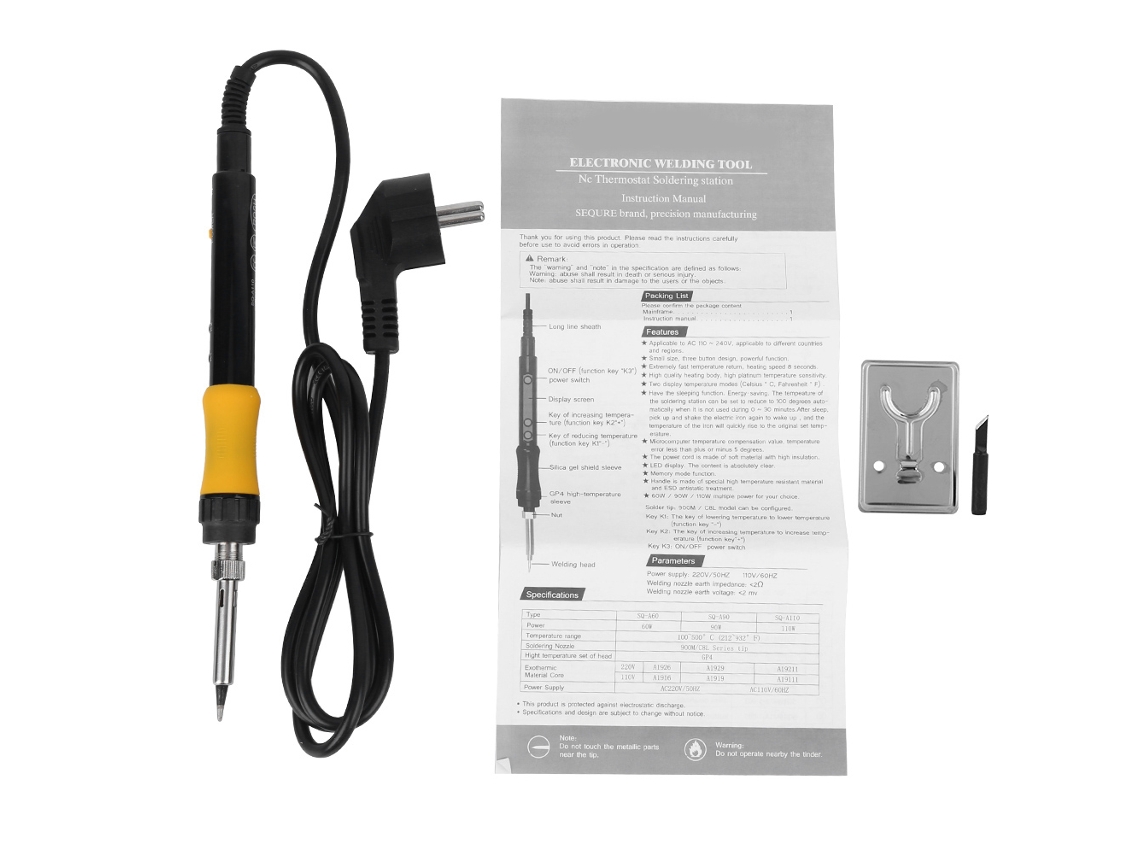 Soldador Eléctrico De Calor Interno Con Pantalla Digital Sqa110 Amarillo 110w