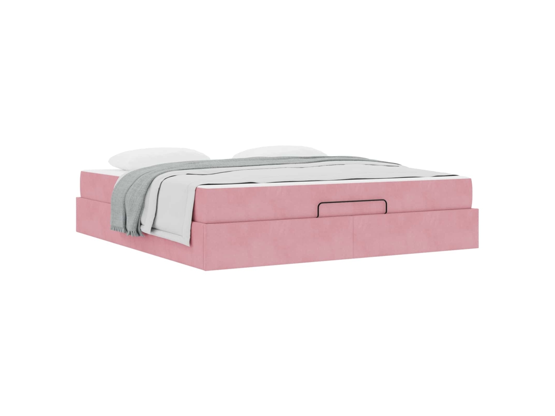 Maison Exclusive - Estructura De Cama Con Colchón 2 Pcs Rosa Terciopelo