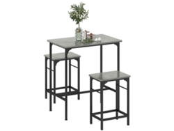 Conjunto Mesa Bar 2 Sillas Comedor Patas Antideslizantes Gris