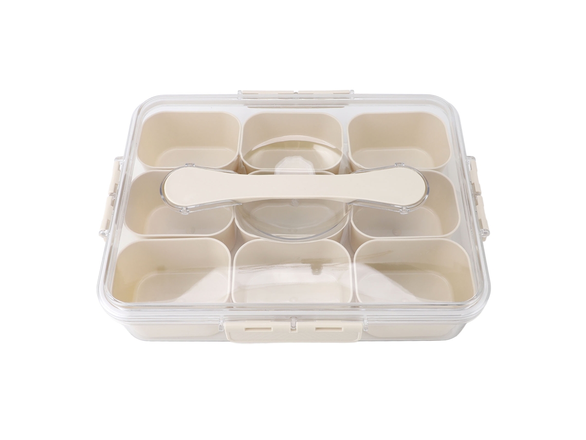 Caja Organizadora De Especias De Plástico Con 9 Compartimentos, Tapa Y Asa, Ideal Para La Cocina Y Para Acampar.