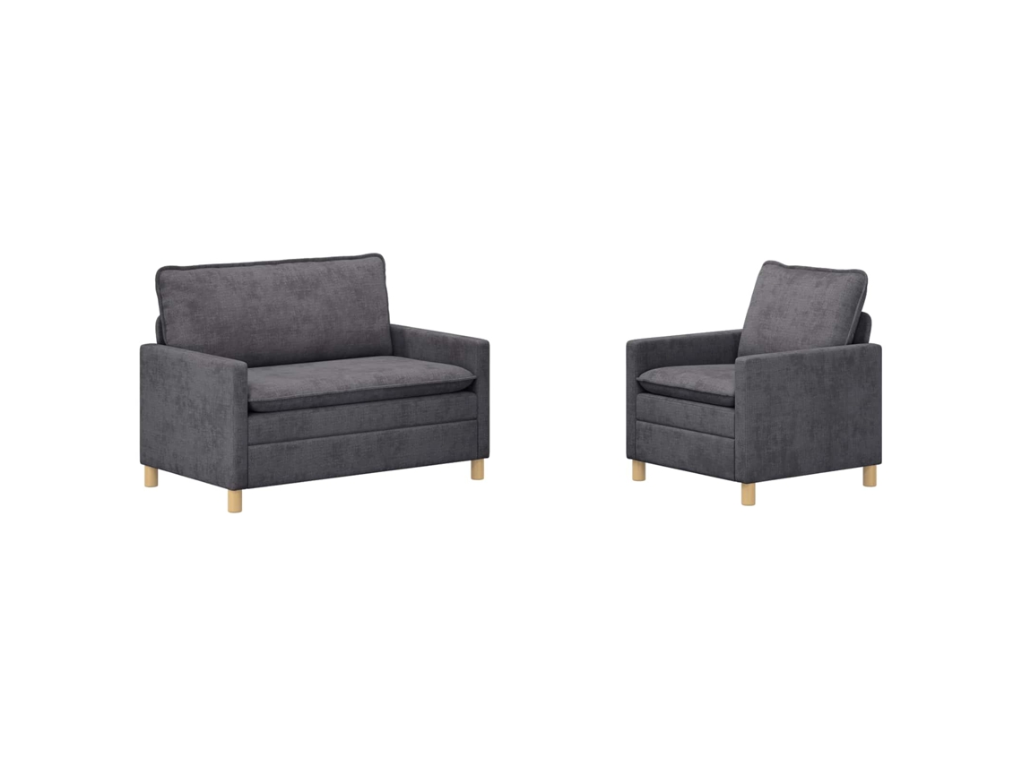 Juego De Sofá 2 Pcs Gris Oscuro Poliéster