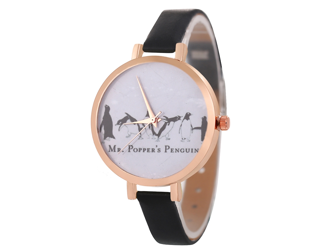 Reloj De Pulsera De Cuarzo De Cuero Para Mujer, Moderno Y Práctico Para Uso Diario (negro)