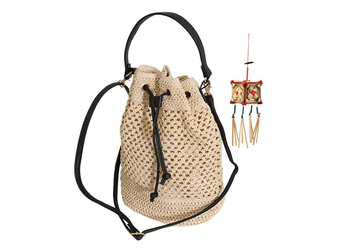 Bolso bandolera de paja de verano con correa ajustable vayotoy