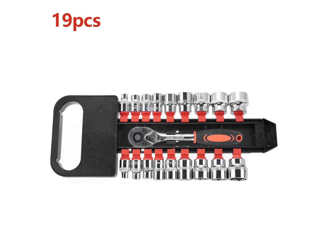 Juego De 19 Piezas De Llaves Y Dados Para Trampas Para Ratas De 3/8", Herramienta Manual De Reparación, Acero Cromo-vanadio.