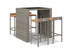 Maison Exclusive - Mesa Bar Y Taburetes Jardín 5 Pzas Madera Acacia Ratán Pe Gris