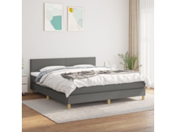Cama Box Spring Con Colchón Tela Gris Oscuro 160x200 Cm