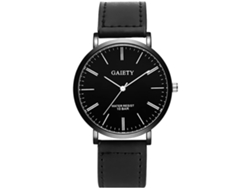 Reloj De Pulsera Gaiety Para Hombre, De Piel Sintética, Movimiento De Cuarzo Analógico Con Esfera Grande, Color Negro.