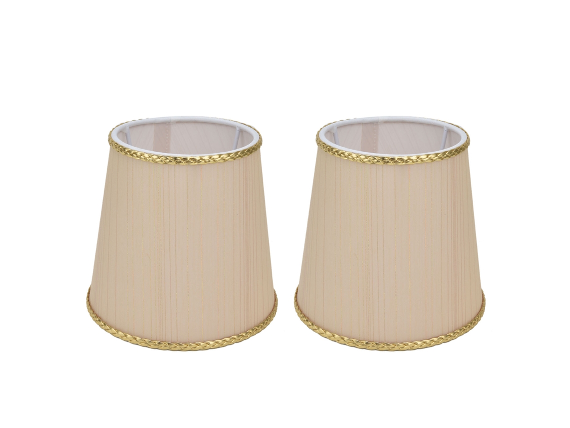 2026 2pcs Lámpara Tela Beige Borde Dorado para Lámpara de Mesa Candelabro Pared E14 Luminaria Simple