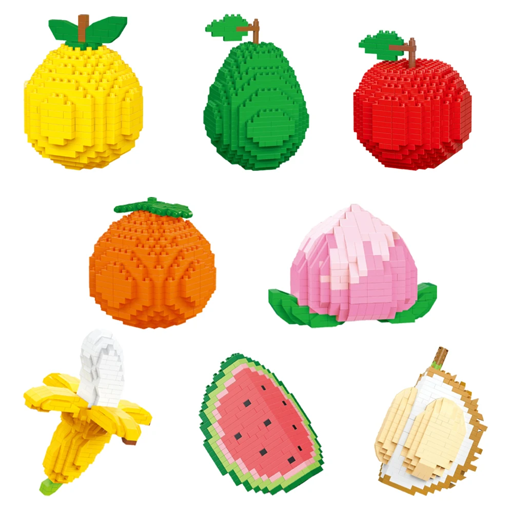 (8 Piezas) Juguetes De Bloques De Construcción De Frutas En Miniatura Realistas Para Ensamblaje Diy