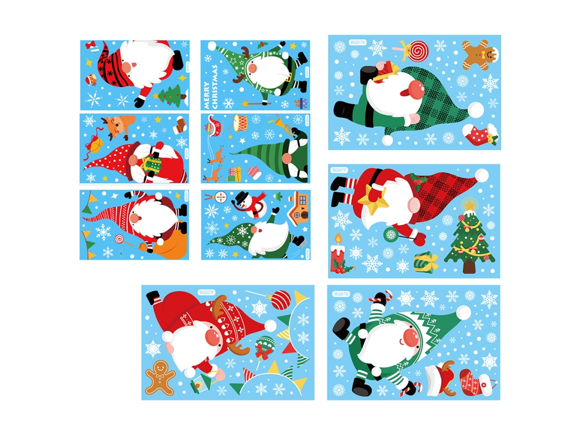 10 pegatinas estáticas de alce de Papá Noel, BQ053 a BQ079. AURUM