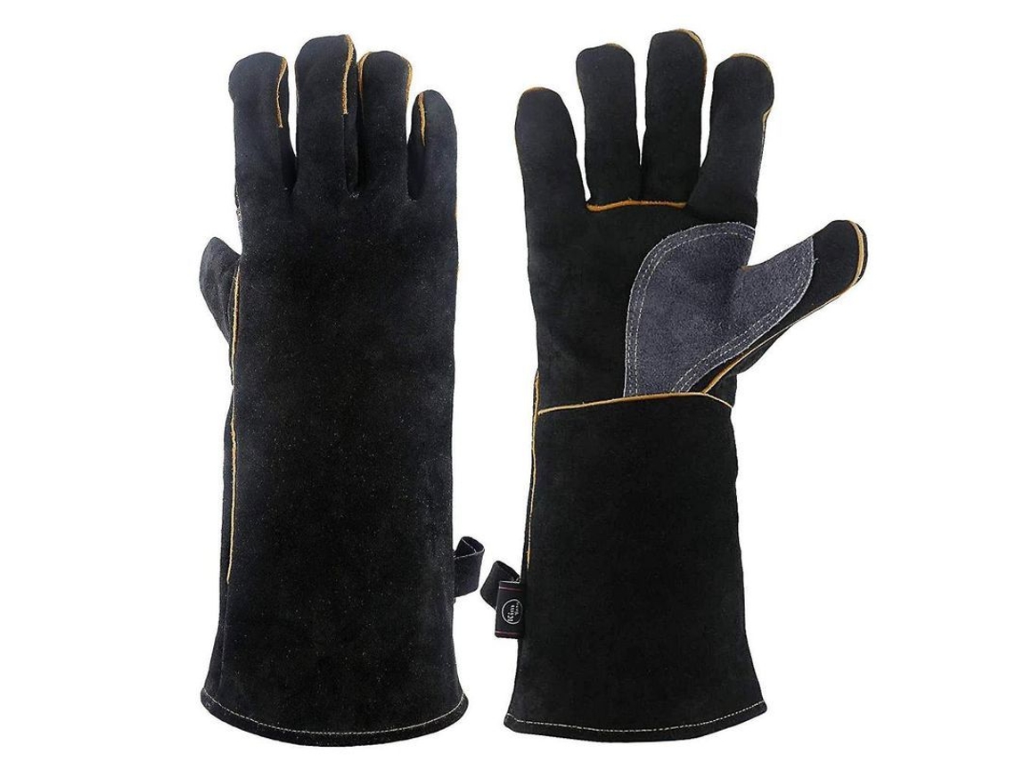 2026da-guantes Resistentes Al Calor Y Fuego De Cuero Con Costura Kevlar Para Horno Barbacoa Soldadura Estufa Chimenea 14 Pulgadas