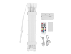 Cable De Fuente De Alimentación Argb Flexible Extensión De Alimentación De Gpu Con Tiras Led Y Controlador Blanco