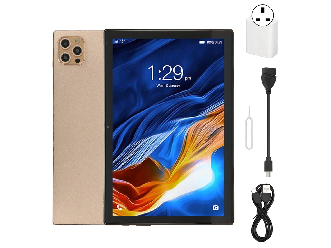 Tableta De 10.1 Pulgadas 6g+128g 1960x1080 Ips Wifi De Doble Banda Android 12 Plug Uk