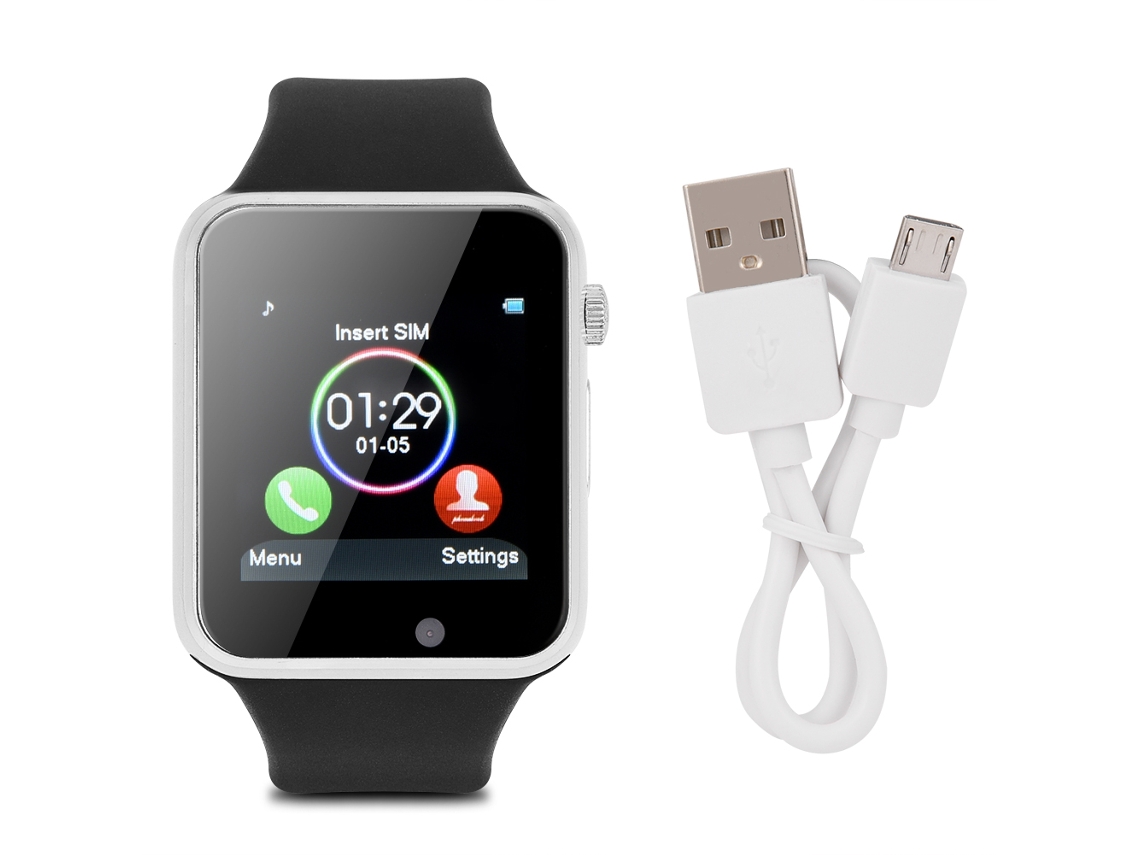 Reloj Inteligente Teléfono (llamada Bluetooth Podómetro Reproductor De Música Pantalla Táctil Plata)