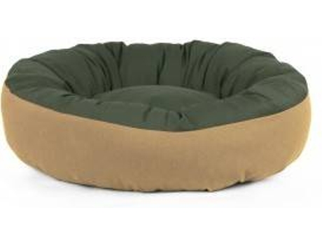 Cama Redonda para Perros y Gatos GAUTY Tela de sarga (Verde y Beige - 57 cm)