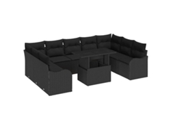 Maison Exclusive - Conjunto De Sofá De Jardín 10 Pcs Negro Rattan De Poliéster