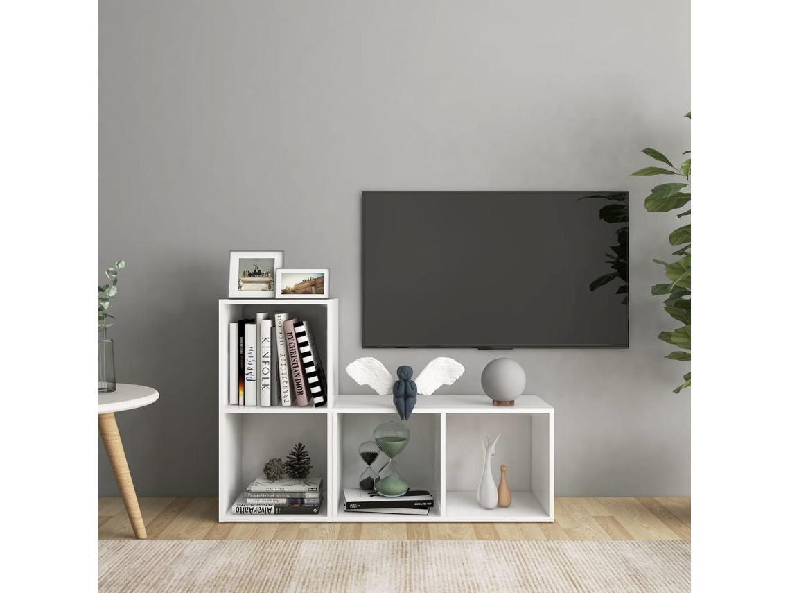 Estantería/Muebles de TV 2 Pzs 72X35X36,5 Cm Contrachapado Blanco