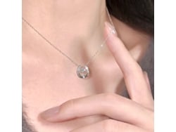 Collar De Plata S925 Con Corazón Latiendo Y Colgante En Forma De Herradura Con Diamantes (oro Blanco) - Regalo De Cumpleaños Perfecto