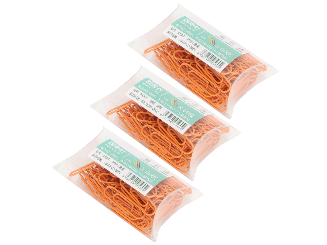 3 Cajas Clip De Papel Naranja Pequeño Portátil Forma Bonita Pin Para Facturas Archivos Clasificación