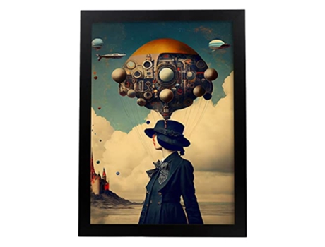 NACNIC Poster Viajero En Estilo Surrealismo Cinematográfico Ilustraciones Y Grabados De Historieta Abstracta Y Artística A4 Marcos Negros