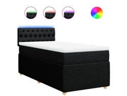 Maison Exclusive - Cama Box Spring Con Colchón Tela Negro 90x200 Cm