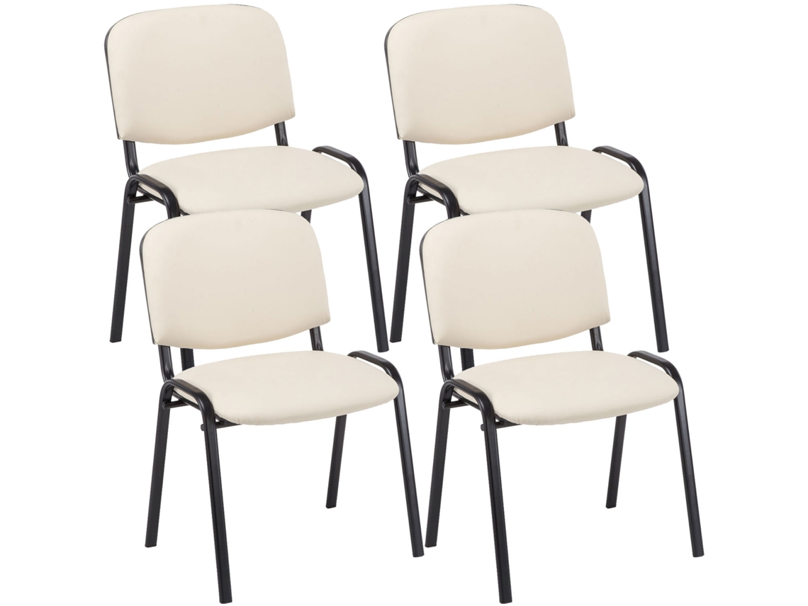 Juego de 4 sillas para invitados Ken en símil piel color crema CLP