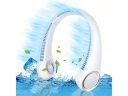 Ventilador De Cuello Portátil Con Refrigeración Personal, Recargable Por Usb, 3 Velocidades, Blanco.