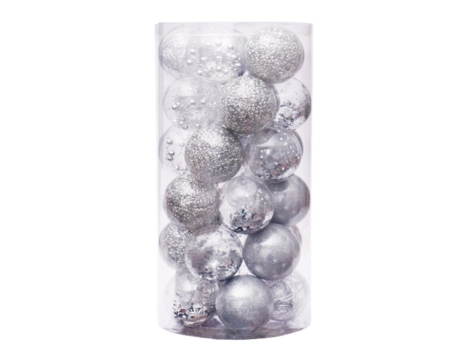 Adornos de bolas de Navidad de plástico transparente inastillables Juego de bolas de Navidad decorativas con decoraciones delicadas rellenas (24 (p...