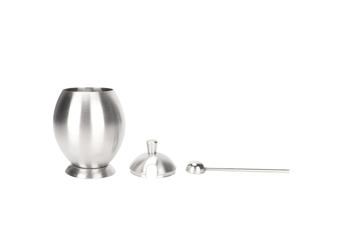 Recipiente Para Especias De Acero Inoxidable Con Forma De Huevo Y Cuchara, Ideal Para Uso En Cocinas Y Restaurantes.