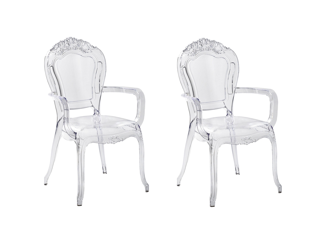 Conjunto de 2 cadeiras BELIANI Vermont de Policarbonato Transparente 52x53x98