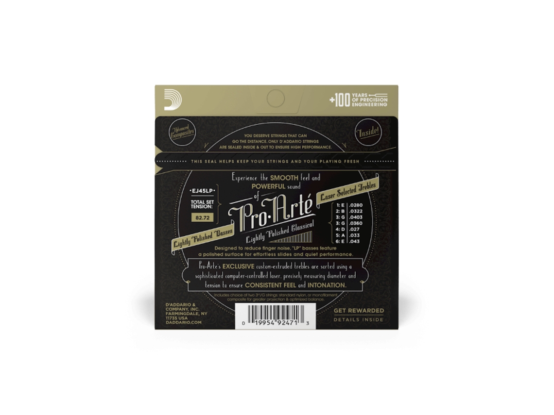 D'ADDARIO ej45lp normal tension, pro-arté lightly polished composite