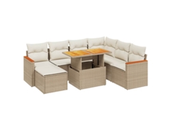 Conjunto 8 de sofás de jardín con cojines beige VIDAXL ratán PE