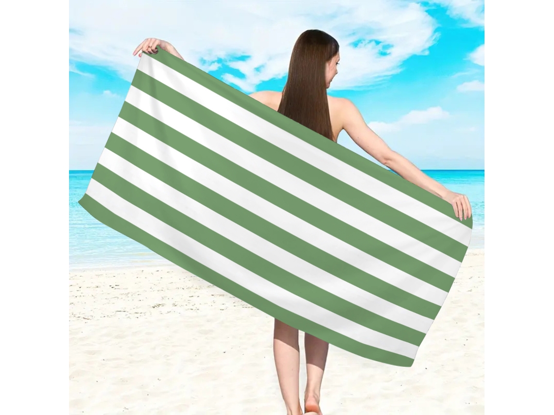 Toalla de playa de microfibra a rayas Yuysan, de alta absorción y secado rápido, 150 x 75 cm, modelo ST014, color verde.