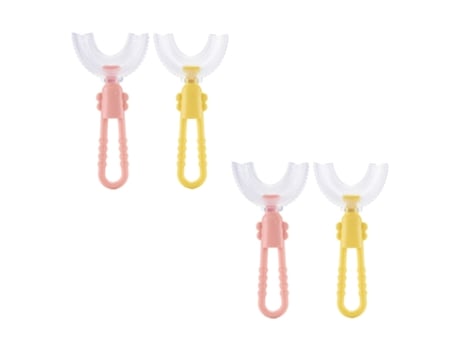 4 paquetes de cepillos de dientes en forma de U para niños con cerdas de silicona masaje cepillo de dientes para niños pequeños -estilo 1
