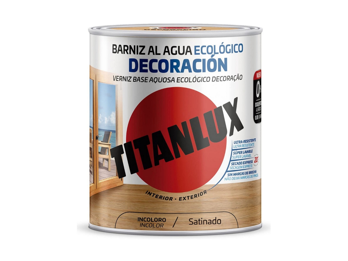 Barniz al agua Titanlux m21100014 Ecológico 250 ml Incoloro Satinado