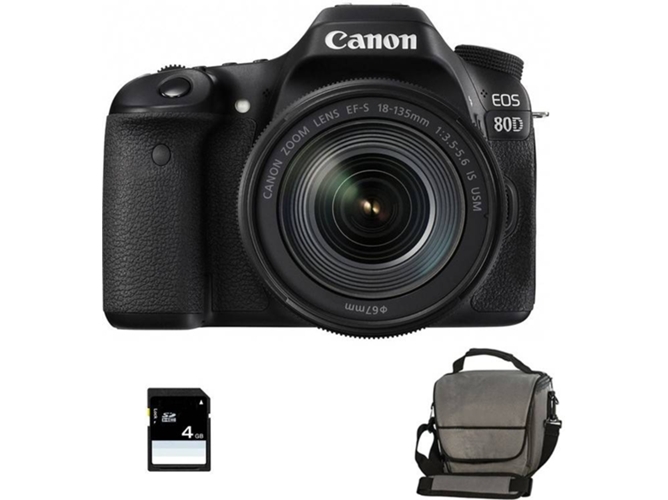 Kit Cámara Réflex CANON EOS 80D + 18-135 IS USM + Bolsa + SD 4Go