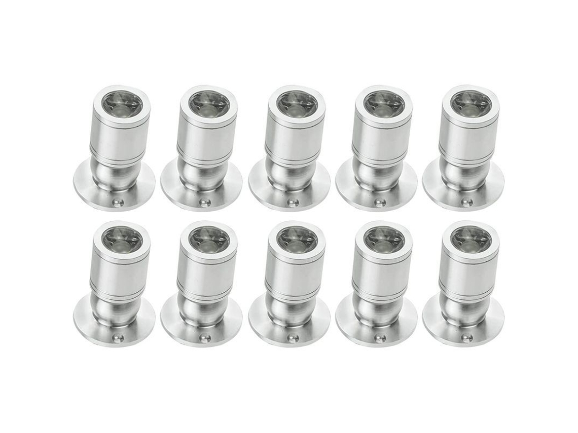 Mini Foco Led Empotrable De Techo De 1w, 100-265v Ca Con Controlador, 10 Unidades, Luz Blanca Cálida, Color Plata, Clase A+.