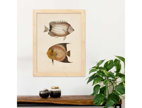 Póster NACNIC de Dos Peces Marron y Naranja en , Fondo Papel Vintage.