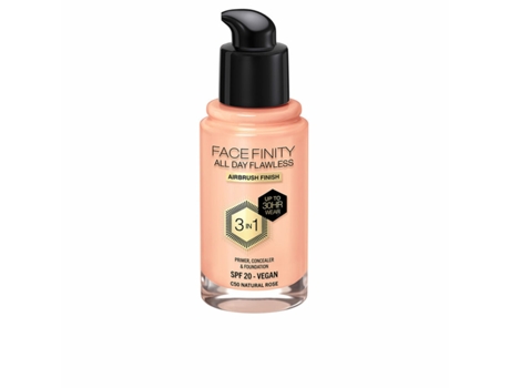 Base de Maquillaje Cremosa Max Factor Face Finity All Day Flawless 3 en 1 Spf 20 Nº C50 Natural rose 30 ml