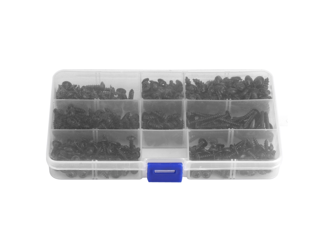 Juego de 340 tornillos de brida autoajustables con estuche.