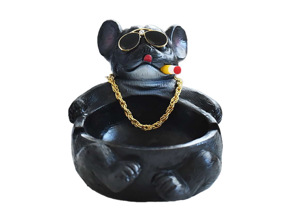 Cenicero Con Diseño De Animales De Dibujos Animados, Perro Bully, Decorativo, Innovador Para Sala De Estar, Negro.