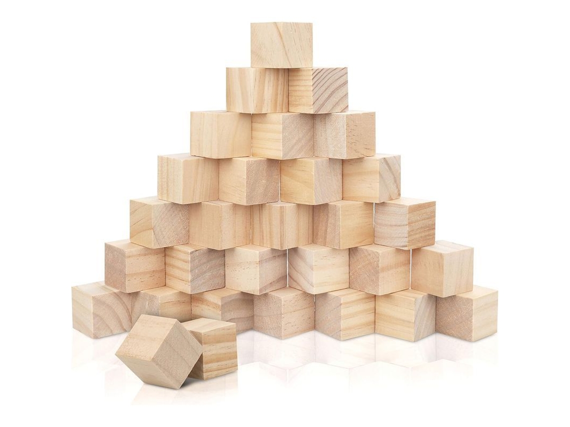 30 Pequeños Bloques De Madera De Pino De Alta Calidad, De 3x3x3 Cm, Para Manualidades.