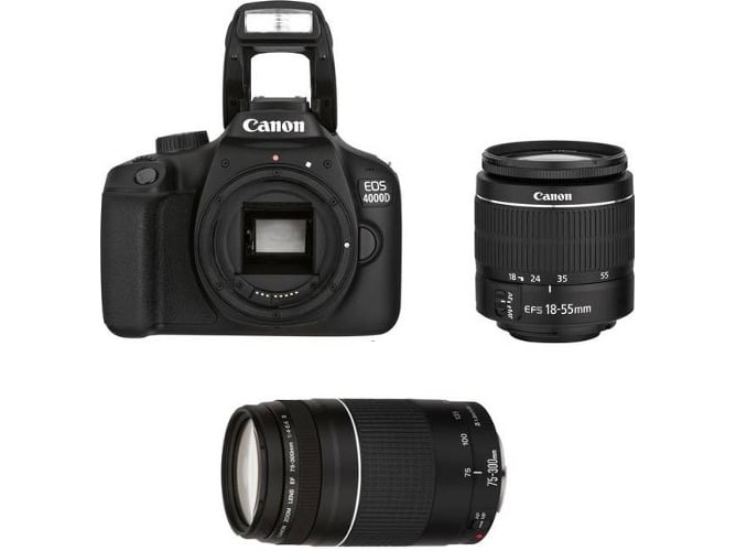 Kit Cámara Réflex CANON EOS 4000D EF-S 18-55 MM F3.5-5.6 III + EF 75-300 MM F4-5.6 III