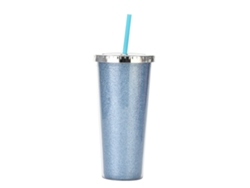 Taza brillante plástica reutilizable de la bebida de la taza de la agua fría 700ml con la capa doble de la tapa y de la paja JEIIBRZUI