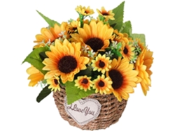 Girasol Artificial En Maceta: Decorativo Y Sin Necesidad De Mantenimiento Para Sala De Estar, Oficina Y Decoración De Interiores.