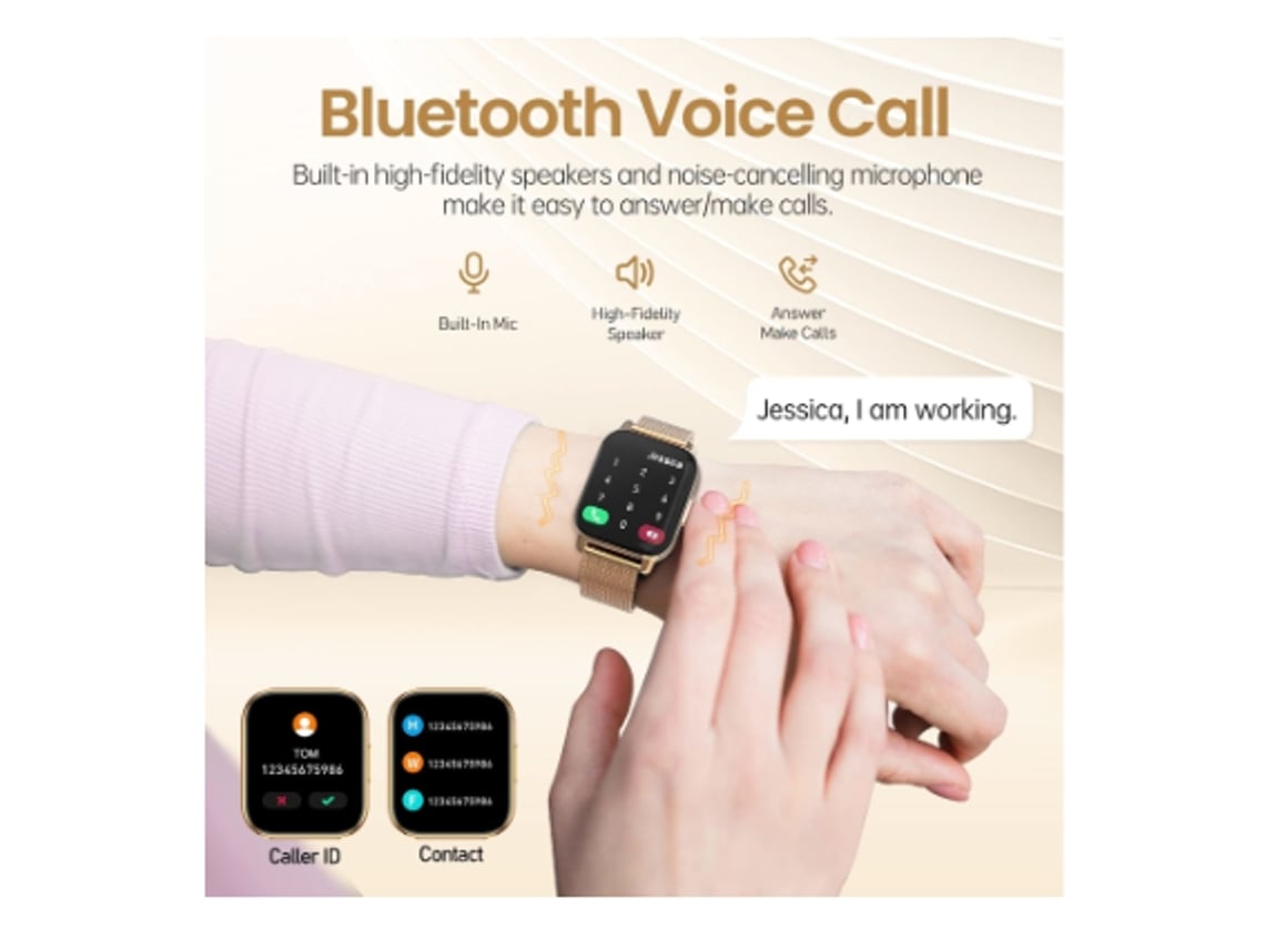Reloj Inteligente para Mujer Responder Hacer Llamadas 1.85 HD Lcd Bluetooth Smartwatch para Android e Ios Oro BISBISOUS Worten.es