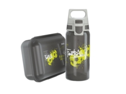 Fiambrera y botella Sigg Viva Soccer, talla única, gris/verde, gris/gris/verde, Chaberlu