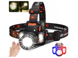 Linterna Frontal Linterna Frontal Linterna Frontal Led Recargable 4800 Mah 6 Modos de Iluminación Sensor de Detección Humana Pantalla Eléctrica Negro YEMAESRE