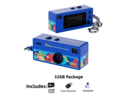 Digitallab Mini Cámara Retro 1080p, Videocámara Ultracompacta Con Flash, 0,96 Pulgadas, 32 Gb, Azul