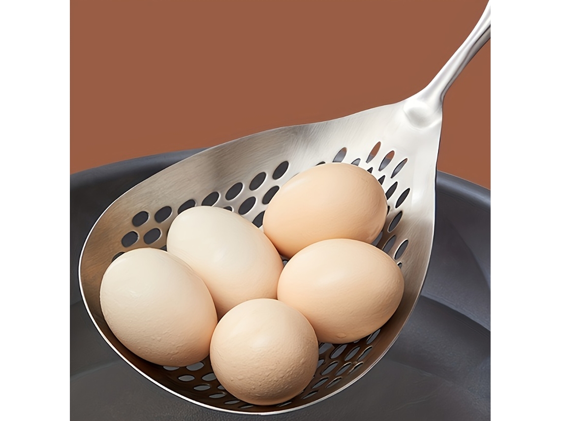 1 Cuchara Coladora Grande De Acero Inoxidable: Colador De Cocina Duradero, Ideal Para Freír, Guisar, Hervir Y Hornear.
